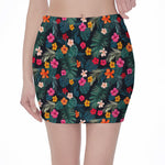 Tropical Flowers Hawaii Pattern Print Pencil Mini Skirt