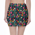 Tropical Flowers Hawaii Pattern Print Pencil Mini Skirt