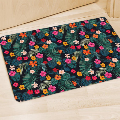 Tropical Flowers Hawaii Pattern Print Polyester Doormat