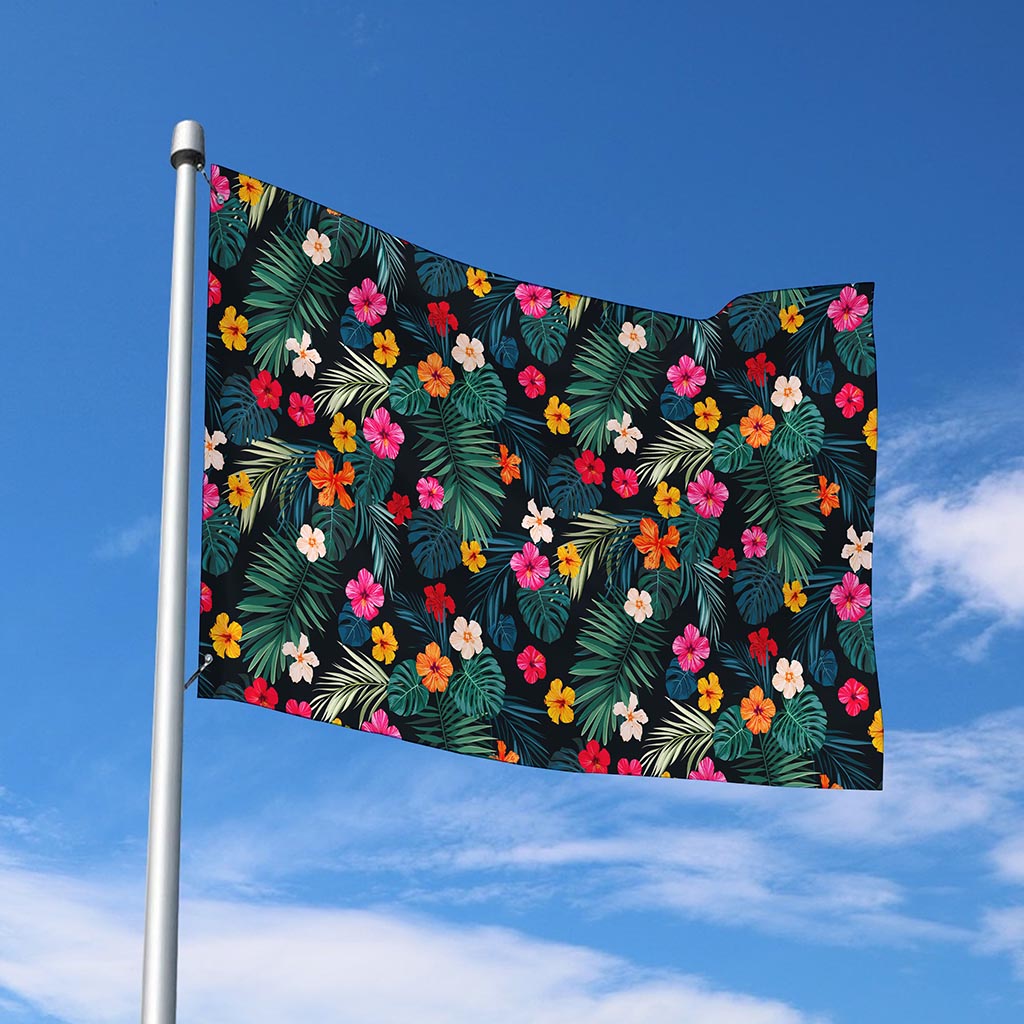 Tropical Flowers Hawaii Pattern Print Polyester Flag