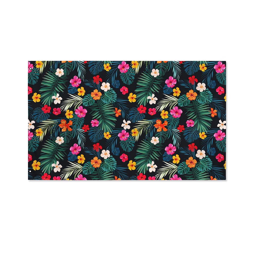 Tropical Flowers Hawaii Pattern Print Polyester Flag