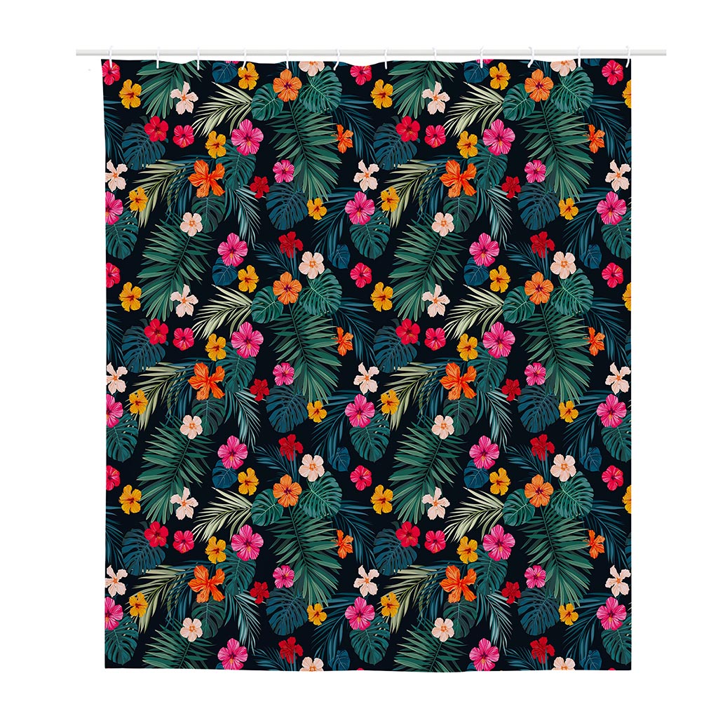 Tropical Flowers Hawaii Pattern Print Polyester Shower Curtain