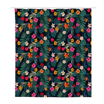 Tropical Flowers Hawaii Pattern Print Polyester Shower Curtain