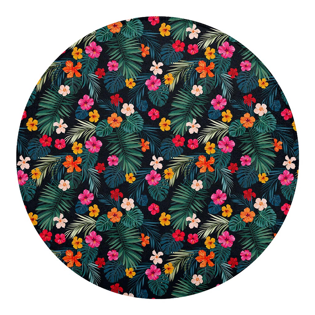 Tropical Flowers Hawaii Pattern Print Round Blanket