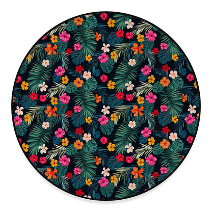 Tropical Flowers Hawaii Pattern Print Round Floor Mat