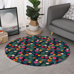 Tropical Flowers Hawaii Pattern Print Round Rug