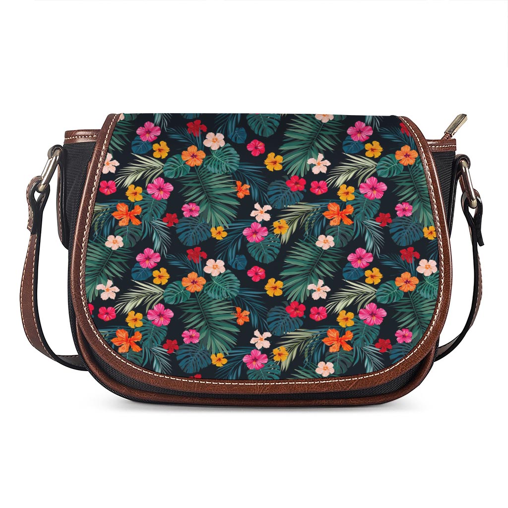 Tropical Flowers Hawaii Pattern Print Saddle Bag