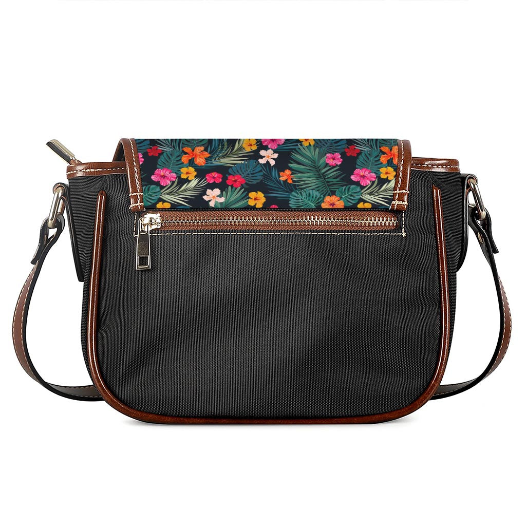 Tropical Flowers Hawaii Pattern Print Saddle Bag