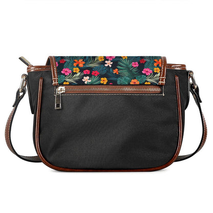 Tropical Flowers Hawaii Pattern Print Saddle Bag