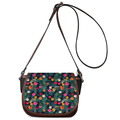 Tropical Flowers Hawaii Pattern Print Saddle Bag