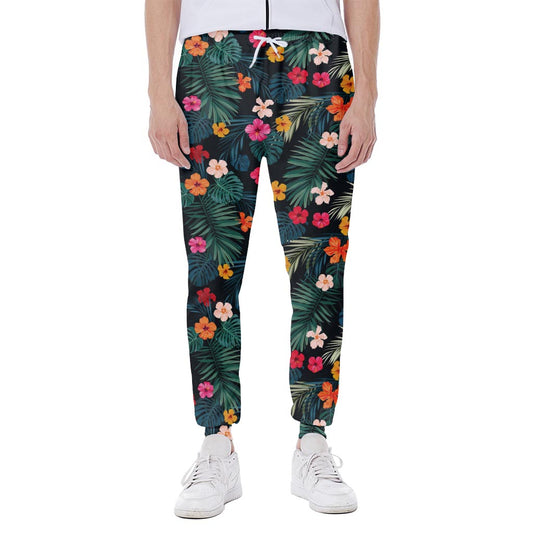 Tropical Flowers Hawaii Pattern Print Scuba Joggers