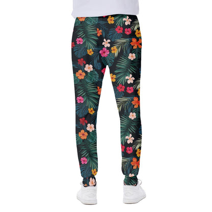 Tropical Flowers Hawaii Pattern Print Scuba Joggers