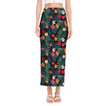 Tropical Flowers Hawaii Pattern Print Side Slit Maxi Skirt