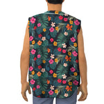 Tropical Flowers Hawaii Pattern Print Sleeveless Baseball Jersey