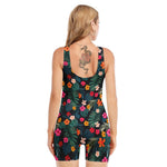 Tropical Flowers Hawaii Pattern Print Sleeveless One Piece Swimsuit