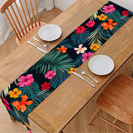 Tropical Flowers Hawaii Pattern Print Table Runner