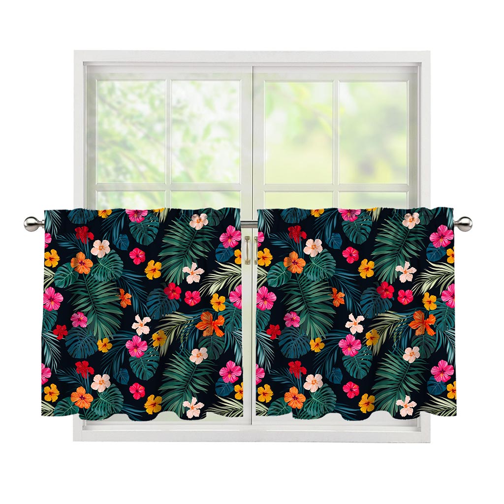 Tropical Flowers Hawaii Pattern Print Tier Curtains