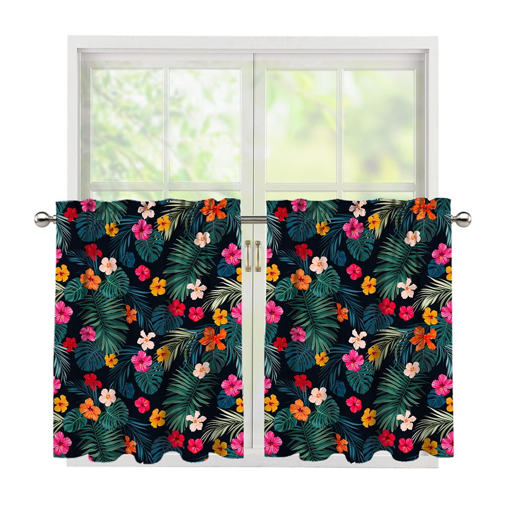 Tropical Flowers Hawaii Pattern Print Tier Curtains