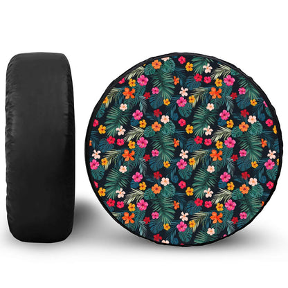 Tropical Flowers Hawaii Pattern Print Tire Cover