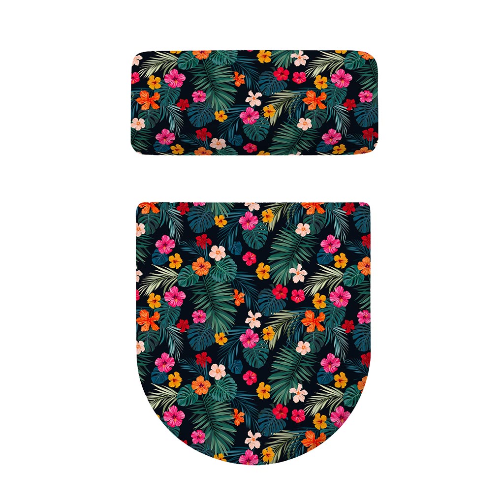 Tropical Flowers Hawaii Pattern Print Toilet Lid And Tank Cover Set