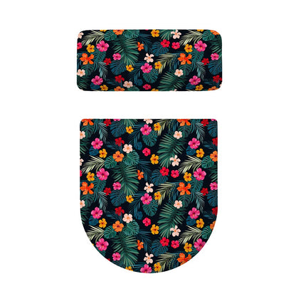 Tropical Flowers Hawaii Pattern Print Toilet Lid And Tank Cover Set
