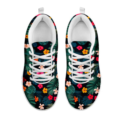 Tropical Flowers Hawaii Pattern Print White Running Shoes