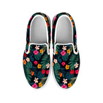 Tropical Flowers Hawaii Pattern Print White Slip On Sneakers