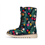 Tropical Flowers Hawaii Pattern Print Winter Boots