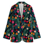 Tropical Flowers Hawaii Pattern Print Women's Cotton Blazer