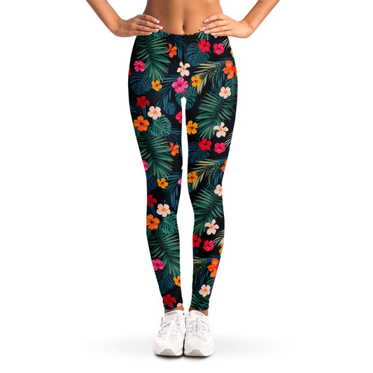 Tropical Flowers Hawaii Pattern Print Women's Leggings