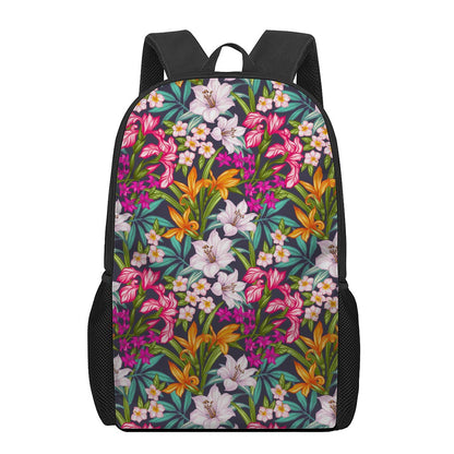Tropical Flowers Pattern Print 17 Inch Backpack