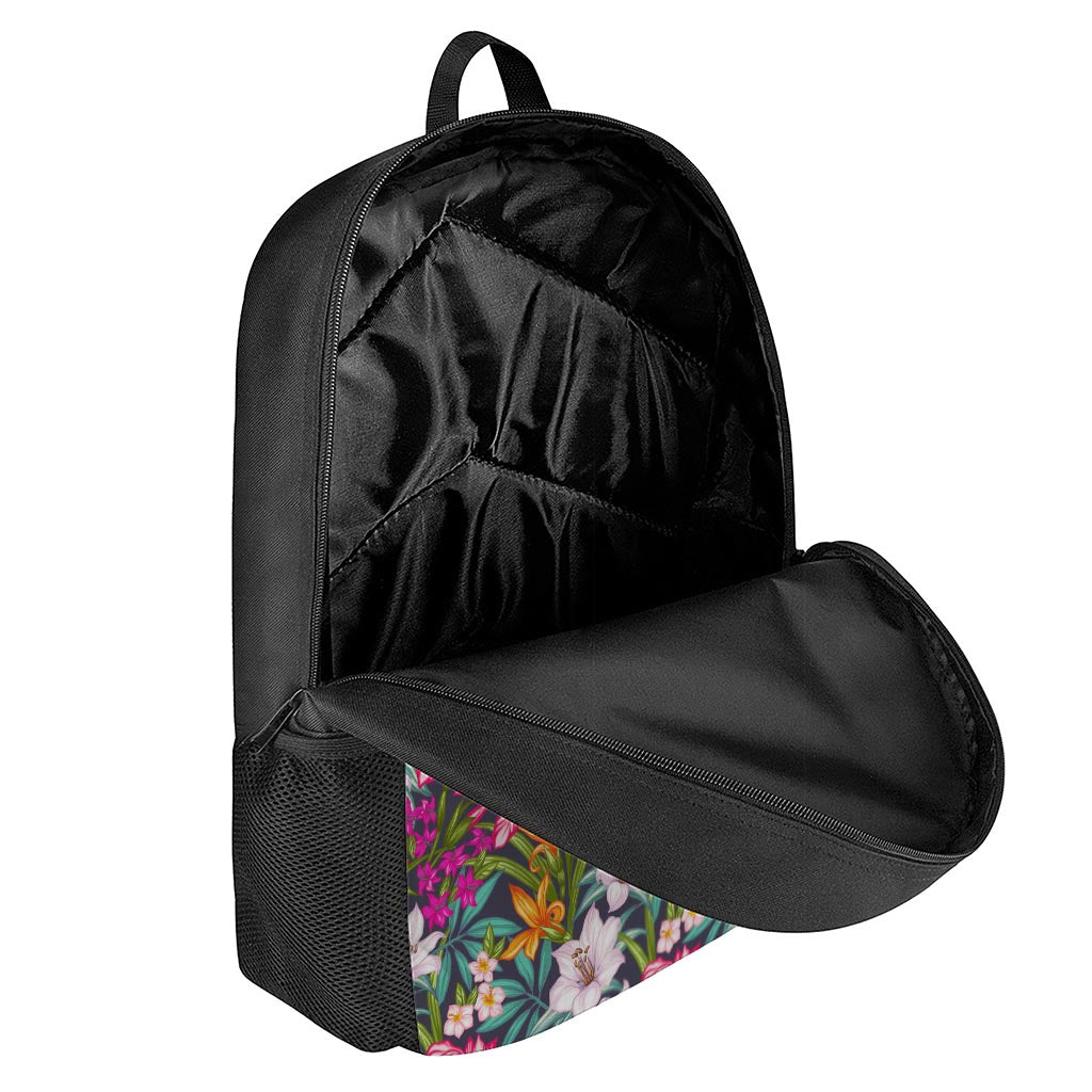 Tropical Flowers Pattern Print 17 Inch Backpack