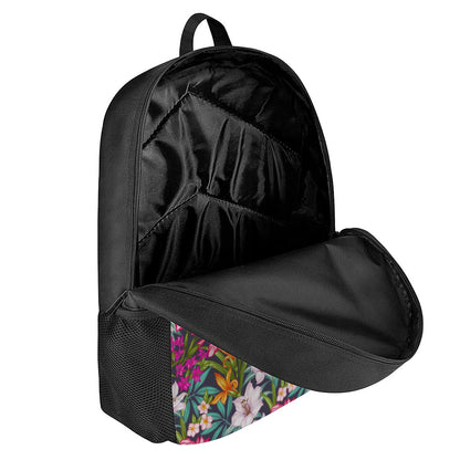 Tropical Flowers Pattern Print 17 Inch Backpack