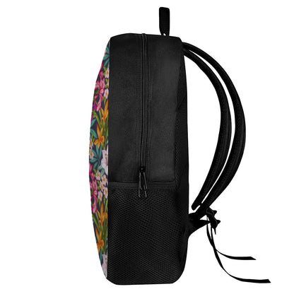 Tropical Flowers Pattern Print 17 Inch Backpack