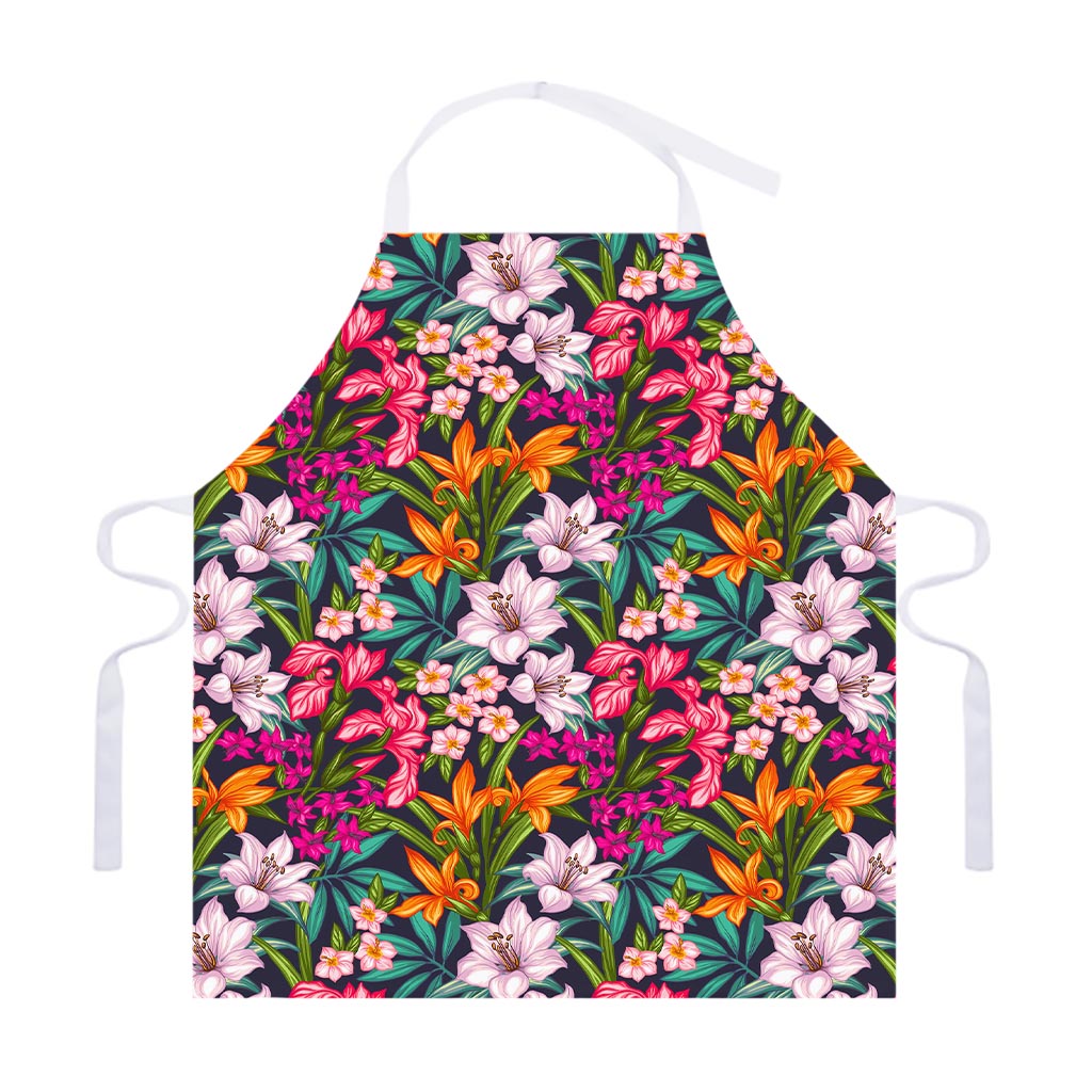 Tropical Flowers Pattern Print Adjustable Apron