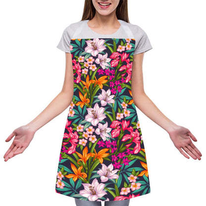 Tropical Flowers Pattern Print Adjustable Apron