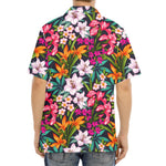 Tropical Flowers Pattern Print Aloha Shirt