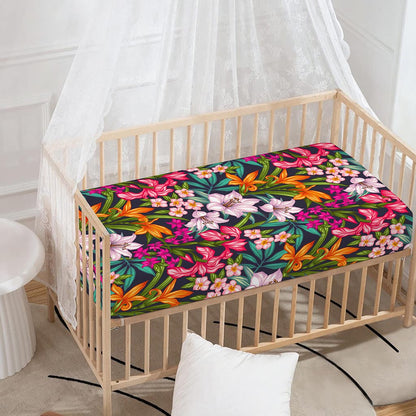 Tropical Flowers Pattern Print Baby Crib Sheet