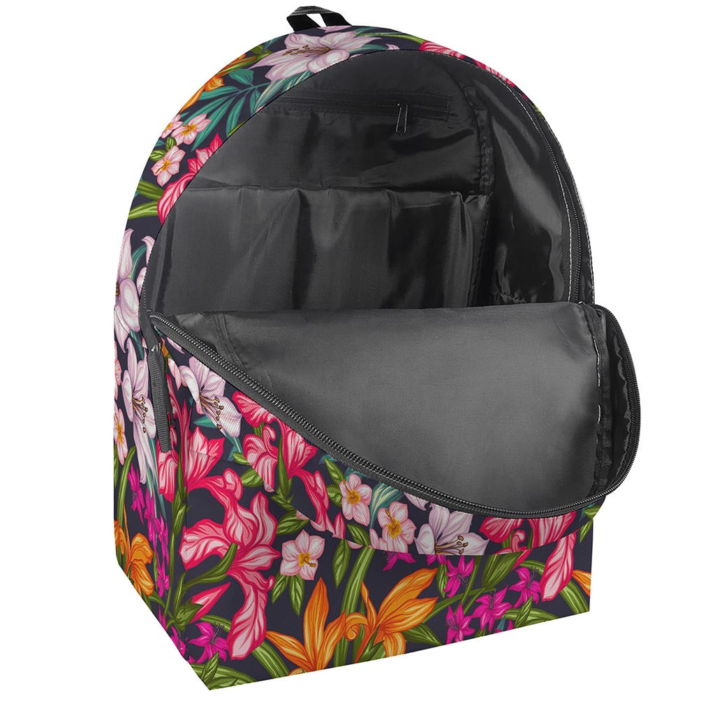 Tropical Flowers Pattern Print Backpack