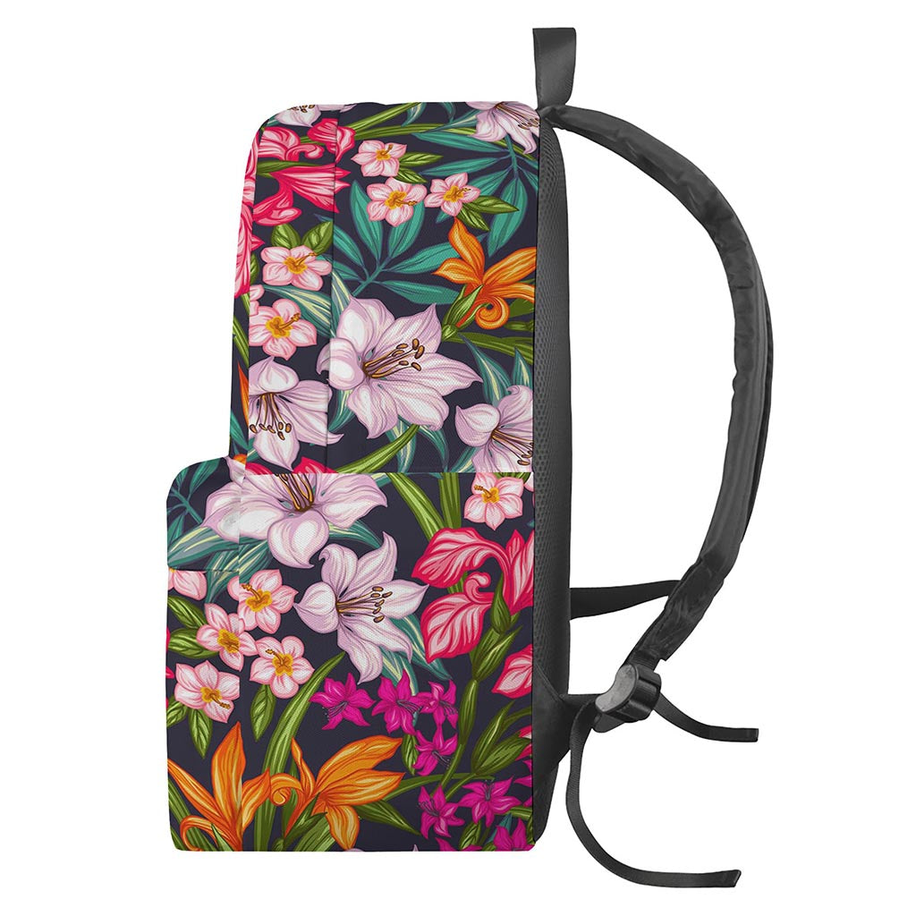 Tropical Flowers Pattern Print Backpack