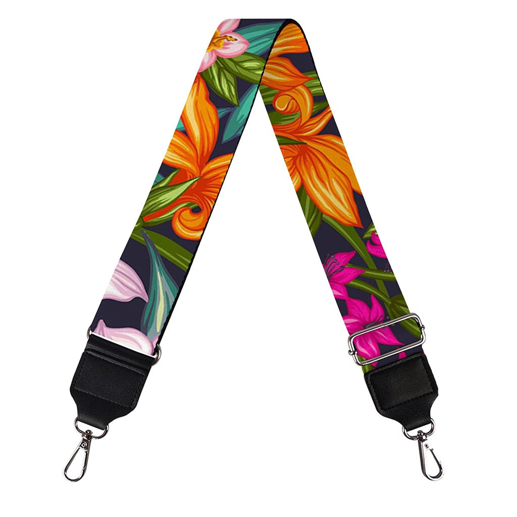 Tropical Flowers Pattern Print Bag Strap