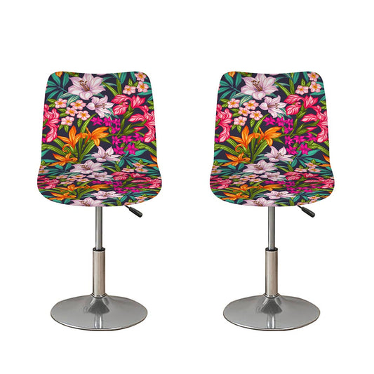 Tropical Flowers Pattern Print Bar Stool Covers