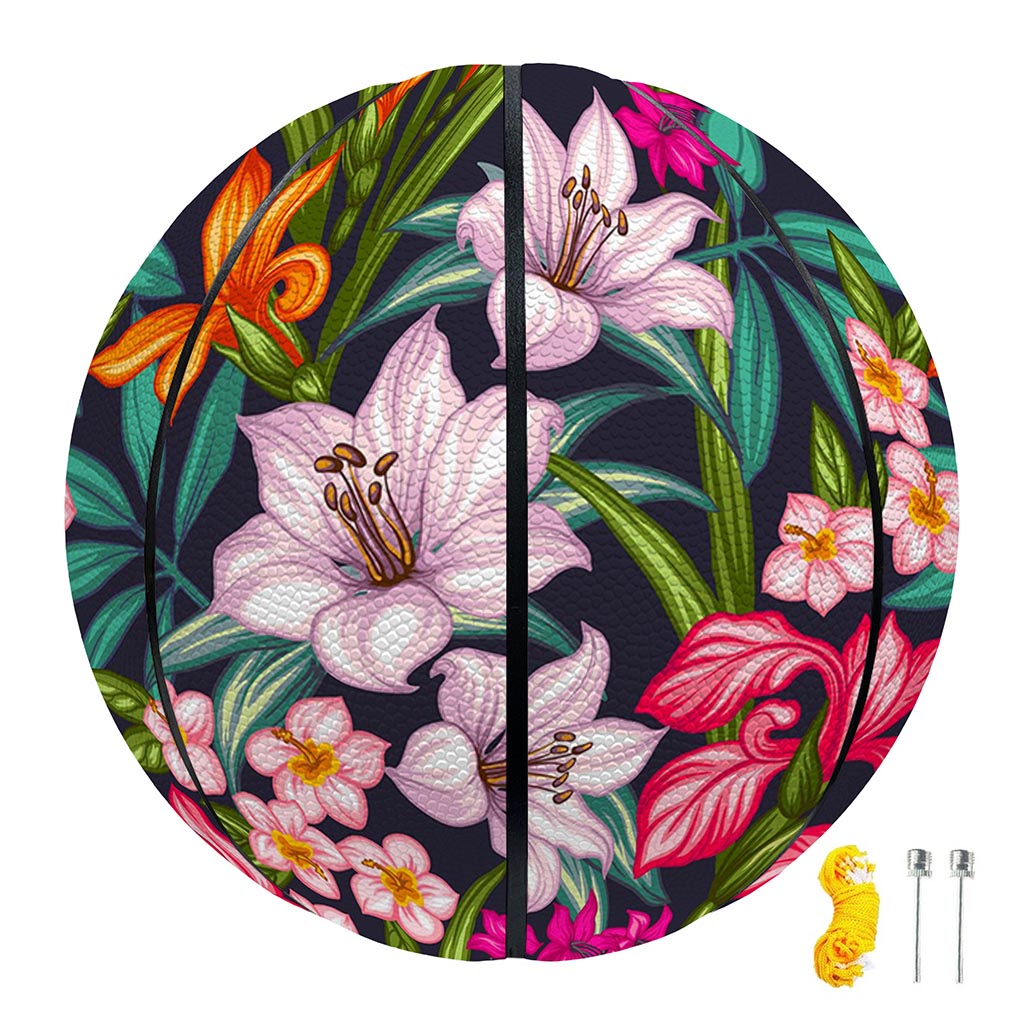 Tropical Flowers Pattern Print Basketball