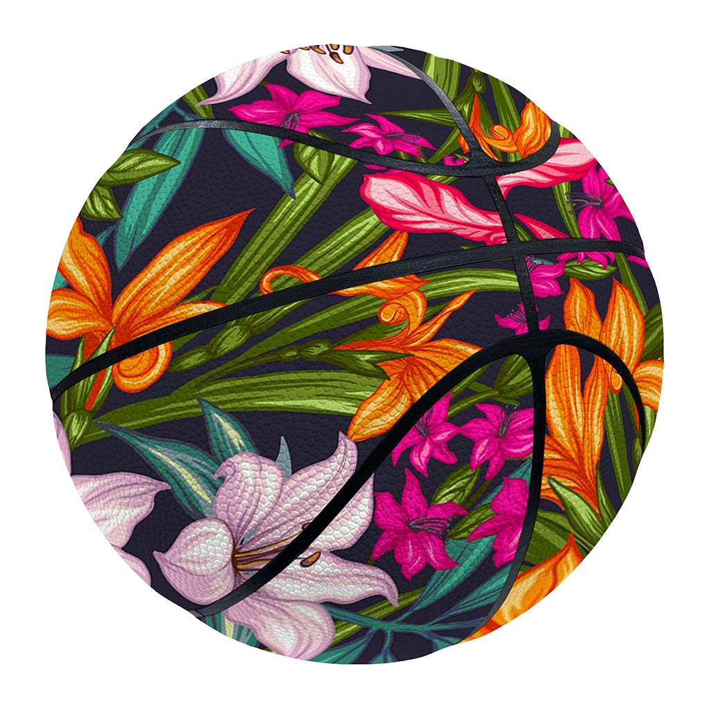 Tropical Flowers Pattern Print Basketball