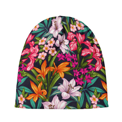 Tropical Flowers Pattern Print Beanie