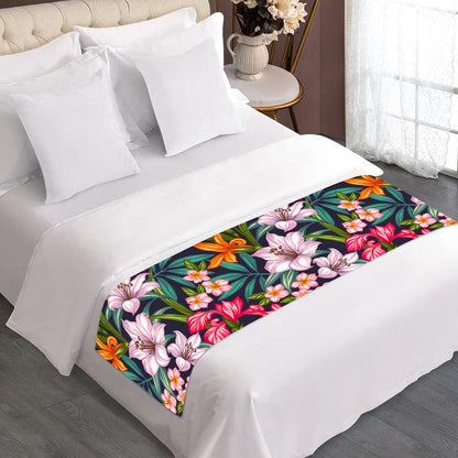 Tropical Flowers Pattern Print Bed Runner