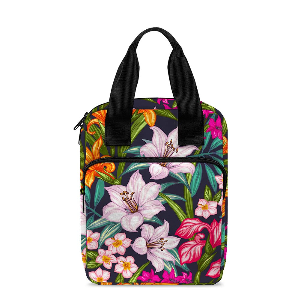 Tropical Flowers Pattern Print Bible Tote Bag