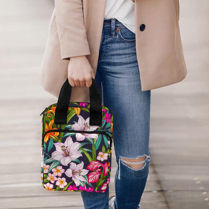 Tropical Flowers Pattern Print Bible Tote Bag