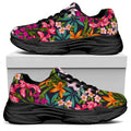 Tropical Flowers Pattern Print Black Chunky Shoes
