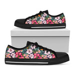 Tropical Flowers Pattern Print Black Low Top Sneakers